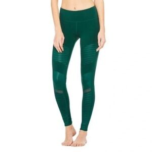 Alo Yoga Moto Leggings Womens Small Green Athletic Mid-Rise